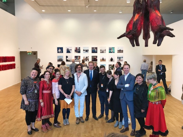 Foreign minister Børge Brende and artists an curators of «Subsistence»